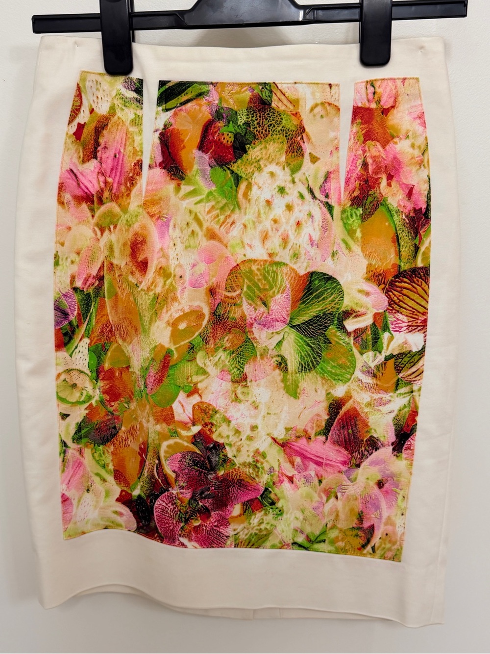 Club Monaco Floral Panel Pencil Skirt - Pink, Green & Cream - Size 2